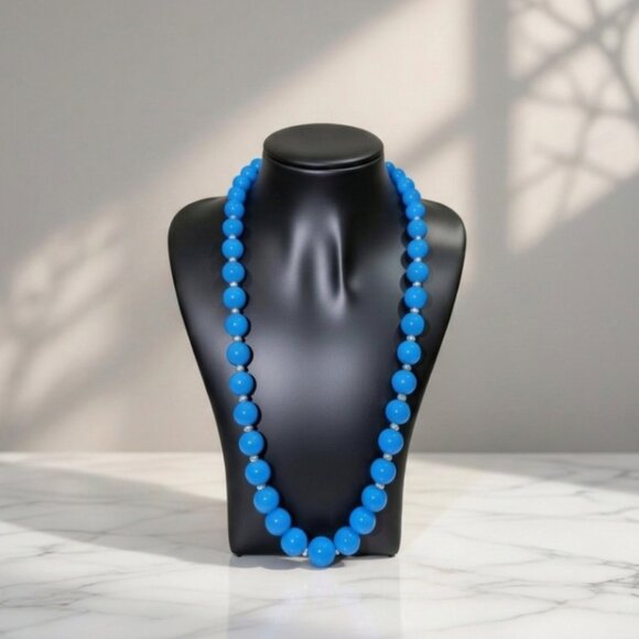 Source Unknown Jewelry - Vintage Cobalt Blue‎ Graduated Bead Necklace